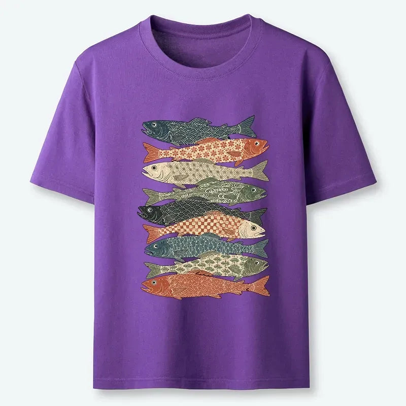 Kyoto Lion Stack Fish Retro Unisex Cotton Tee