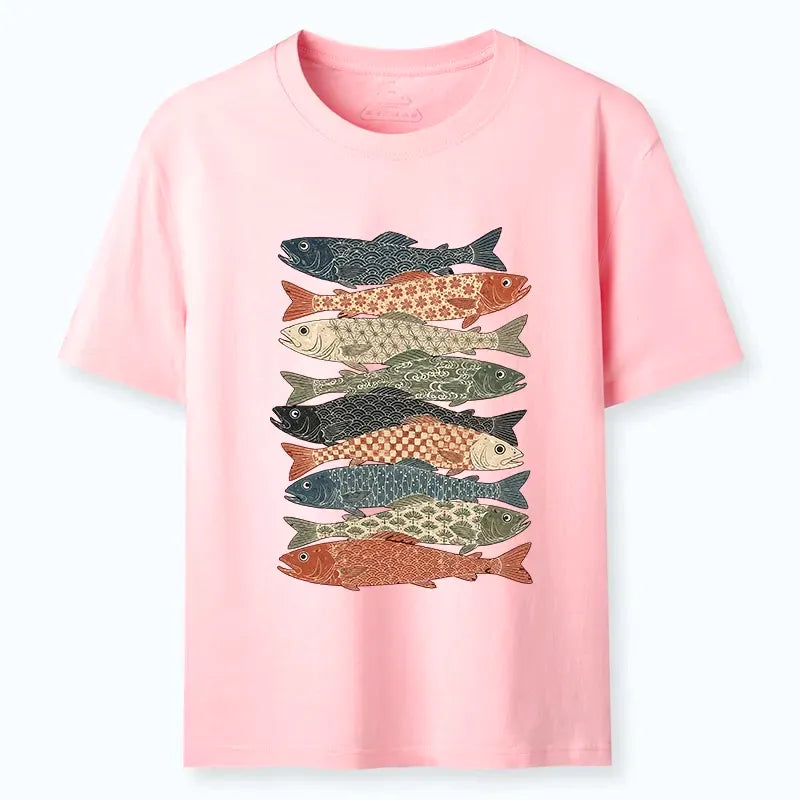 Japanese Block Print T-Shirt for Gift for Him