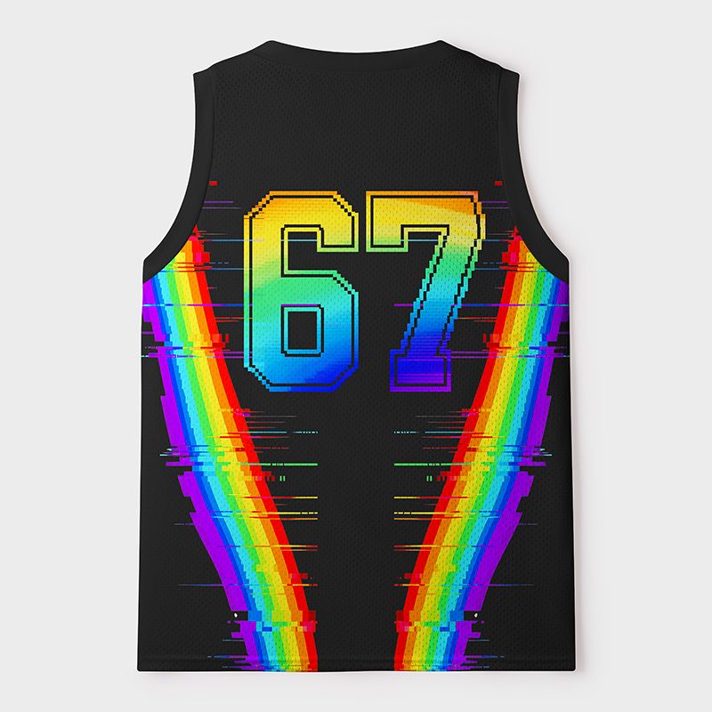 Rainbow Pixel Cat Mesh Tank Top