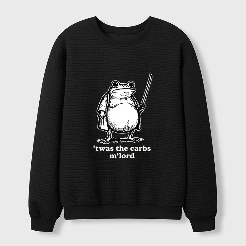 Kyoto-Lion Funny Fat Samurai Frog Waffle Sweatshirt