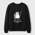 Kyoto-Lion Funny Fat Samurai Frog Waffle Sweatshirt