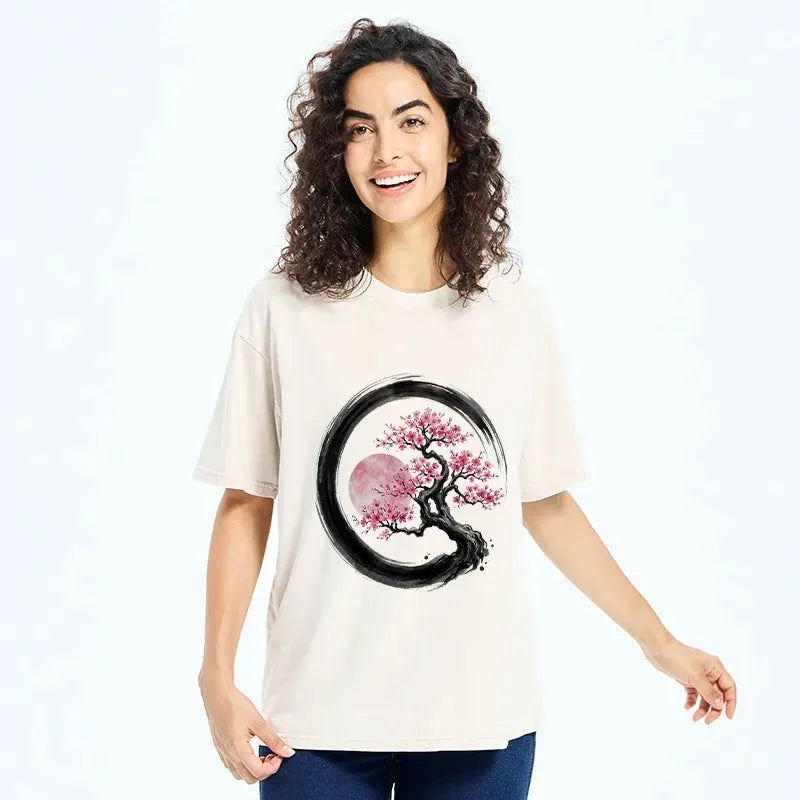 Japanese Zen Sakura T-Shirt for Daily Wear