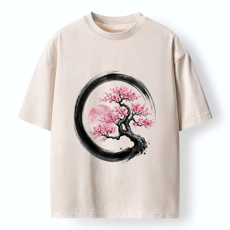 Japanese Zen Sakura T-Shirt for Daily Wear