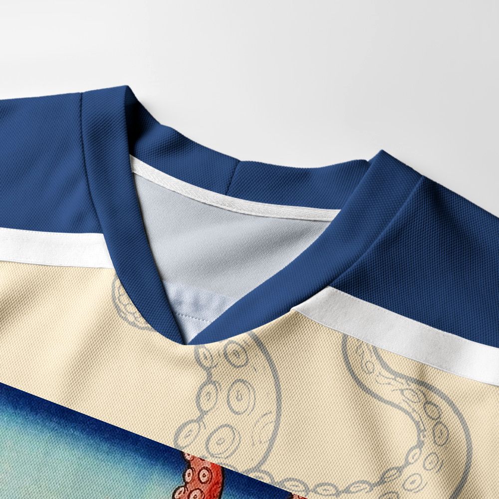 Kyoto-Lion Octopus Ramen Kanagawa Waves Long-Sleeve Hockey Jersey