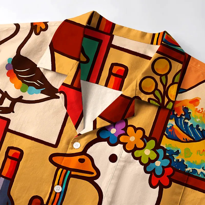 Kyoto Lion Japanese Aloha Shirt for Summer