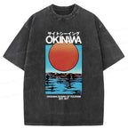 Japanese Ukiyo-e Washed T-Shirt for Daily Wear