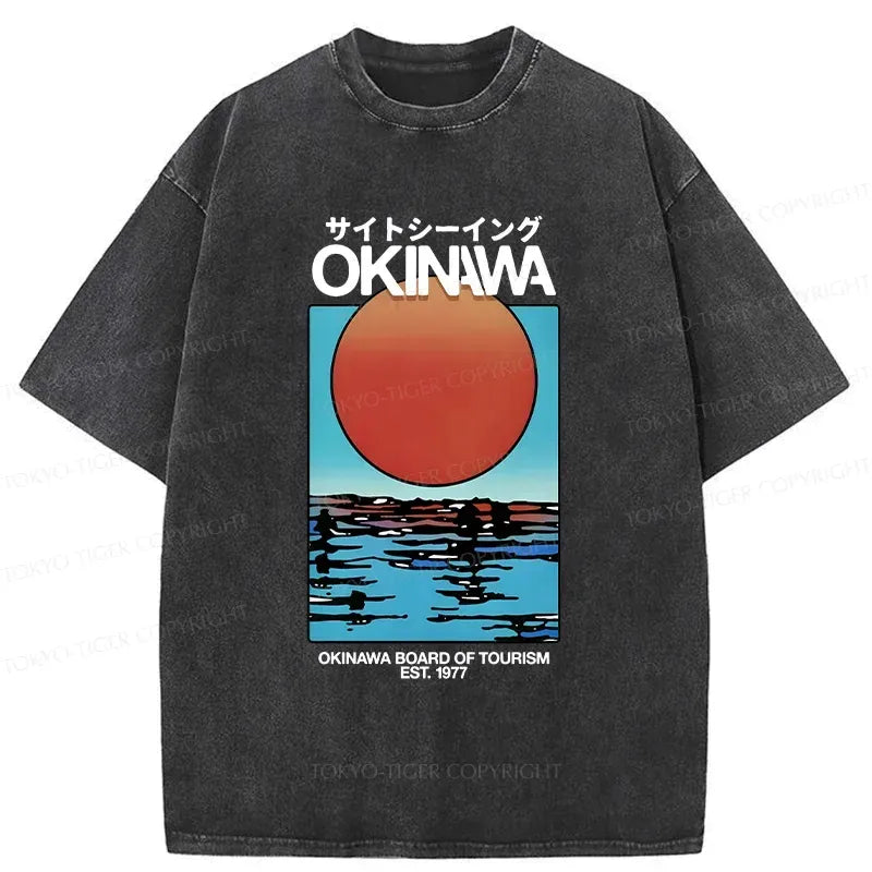 Japanese Ukiyo-e Washed T-Shirt for Daily Wear