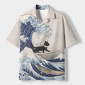 Vintage Cat Print Casual Shirt