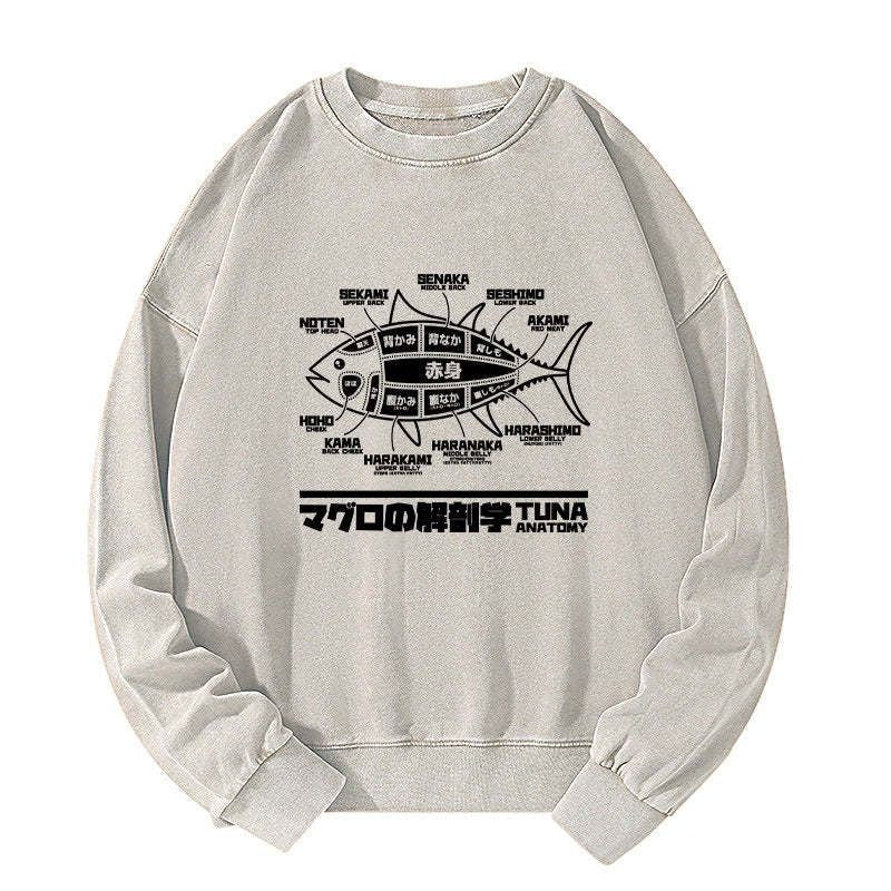 Kyoto-Lion Tuna Dissection Map Japanese Washed Sweatshirt