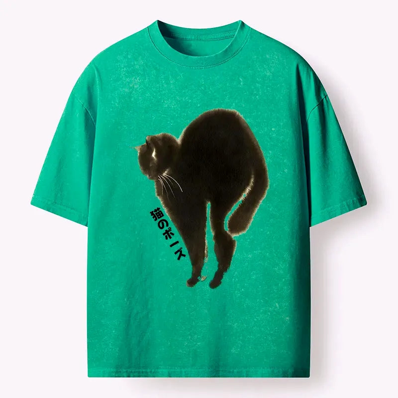 japanese cat t-shirt for streetwear