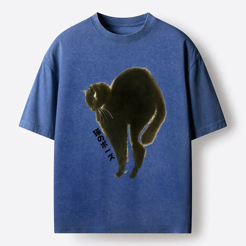 japanese cat t-shirt for streetwear