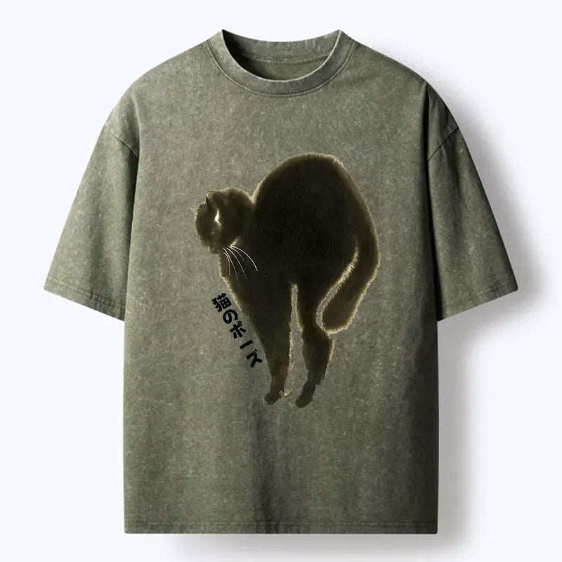 japanese cat t-shirt for streetwear