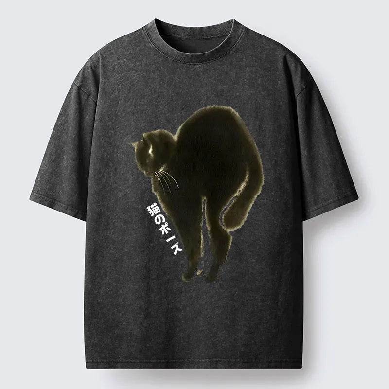 japanese cat t-shirt for streetwear