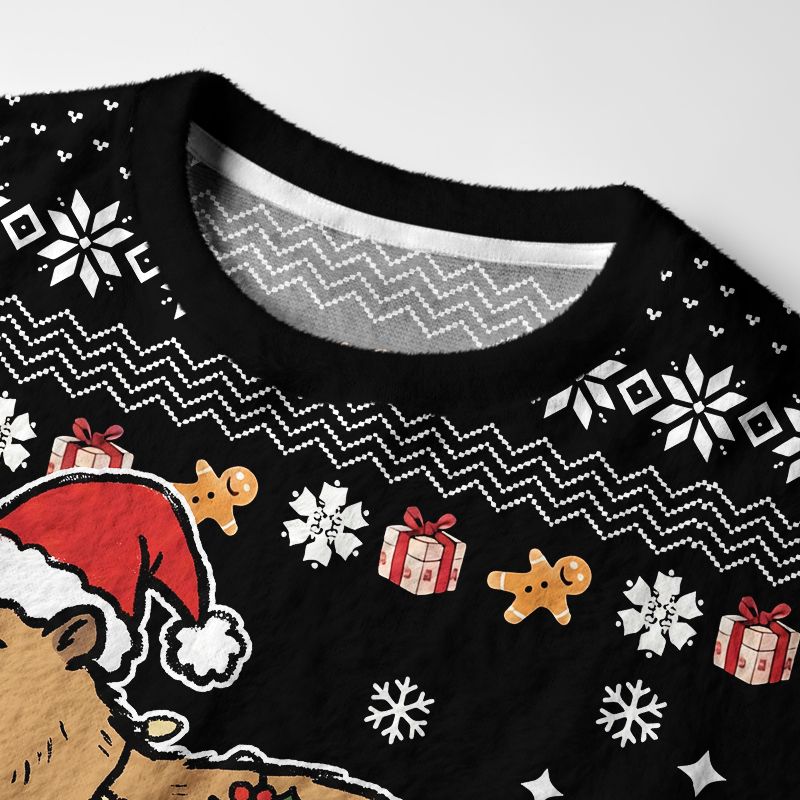 Kyoto-Lion Be You Capybara Fuzzy Christmas Ugly Sweatshirt
