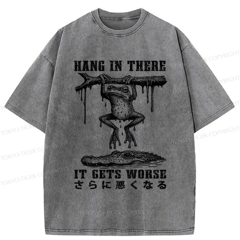 Kyoto-Lion Hang In There It Gets Worse Washed T-Shirt