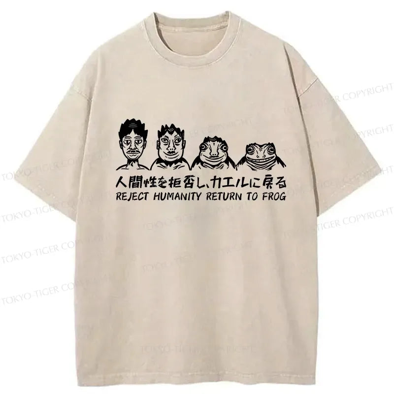 Washed Frog Tee for Daily Wear