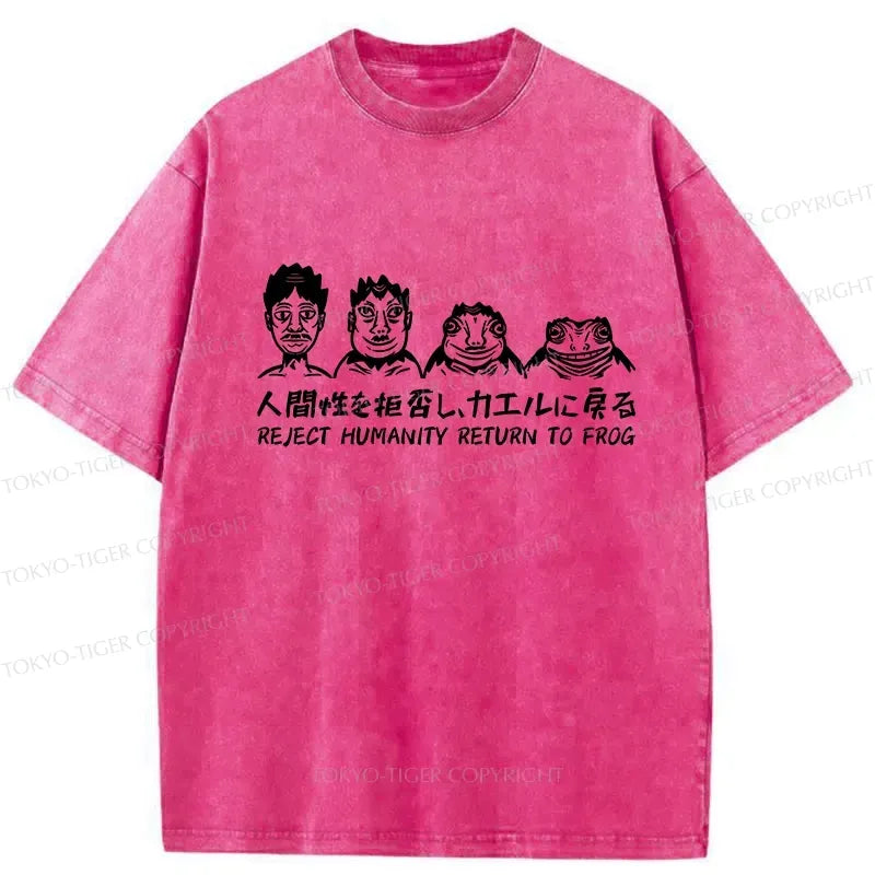 Kyoto-Lion Reject Humanity Return To Frog Washed T-Shirt