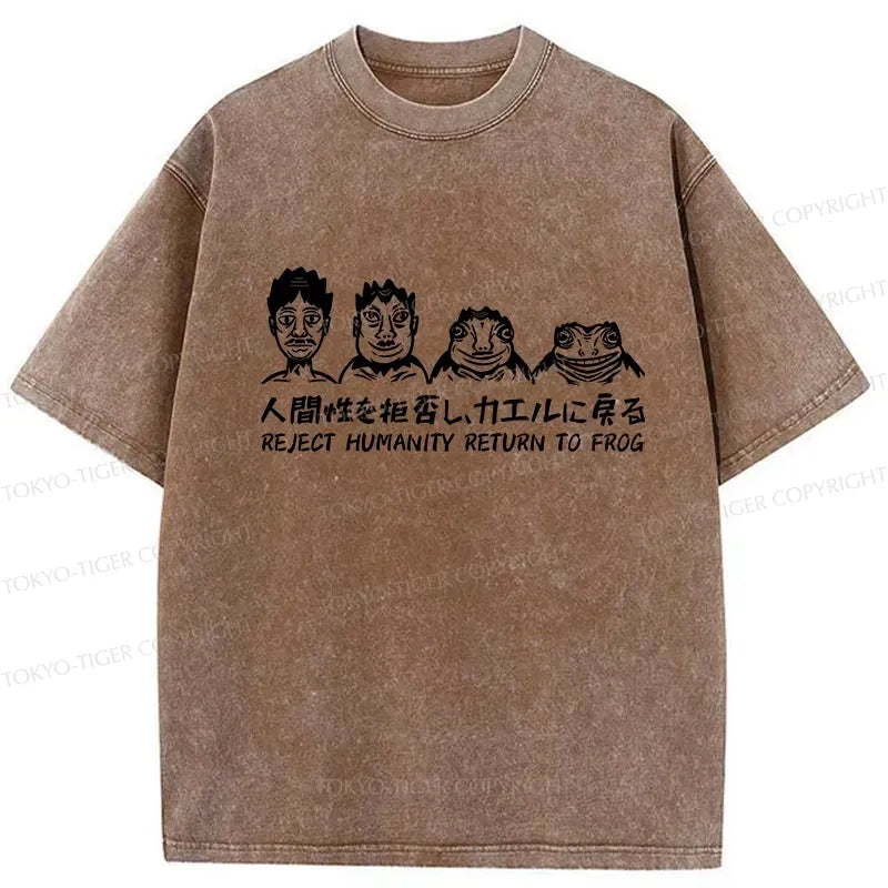 Kyoto-Lion Reject Humanity Return To Frog Washed T-Shirt