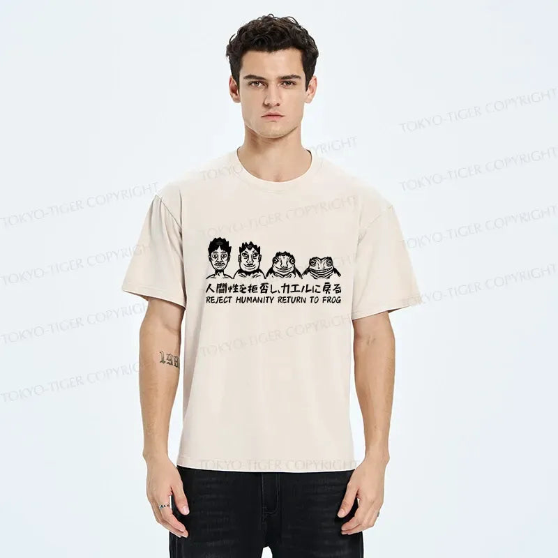 Kyoto-Lion Reject Humanity Return To Frog Washed T-Shirt