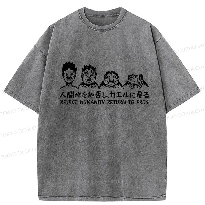 Washed Frog Tee for Daily Wear