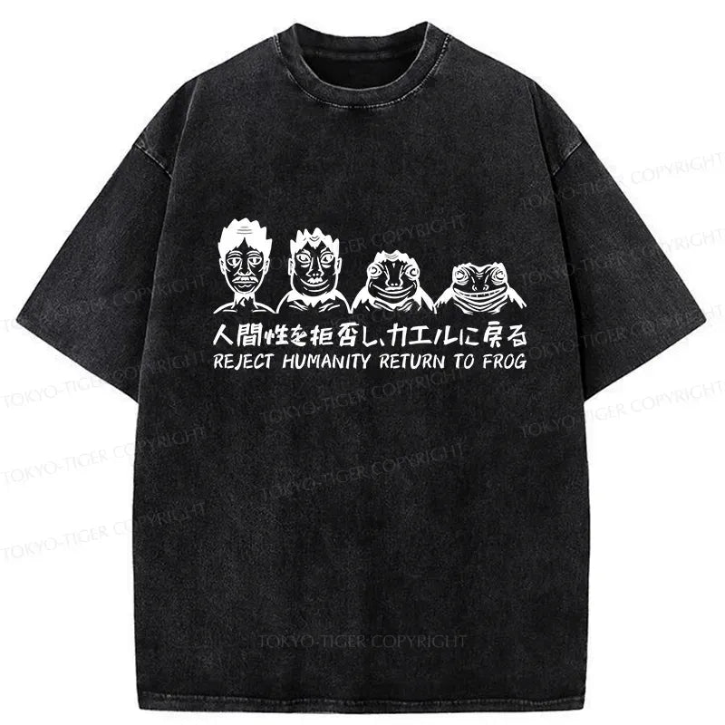Kyoto-Lion Reject Humanity Return To Frog Washed T-Shirt