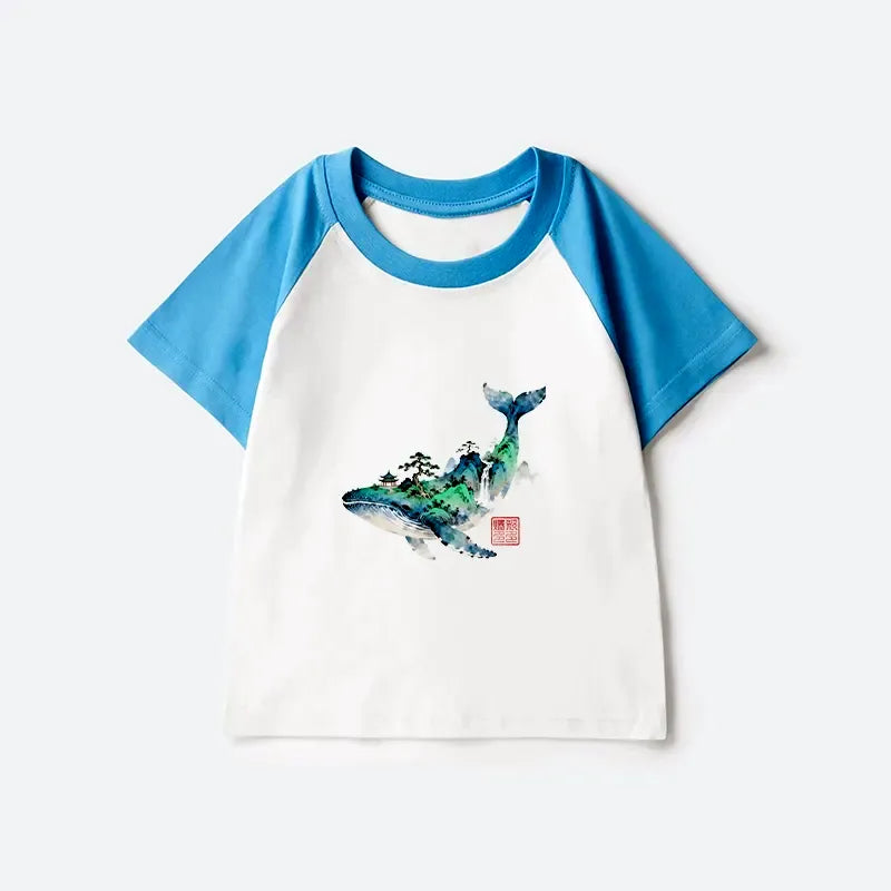 Kyoto Whale Landscape Kids T-Shirt for Daily Wear