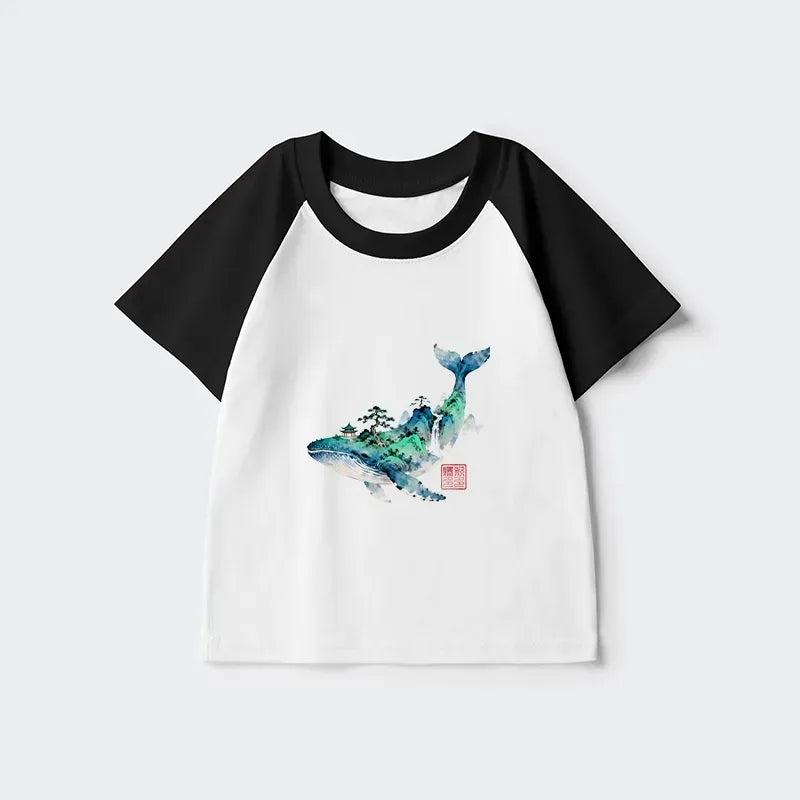Japanese Art Kids Raglan Shirt for Summer