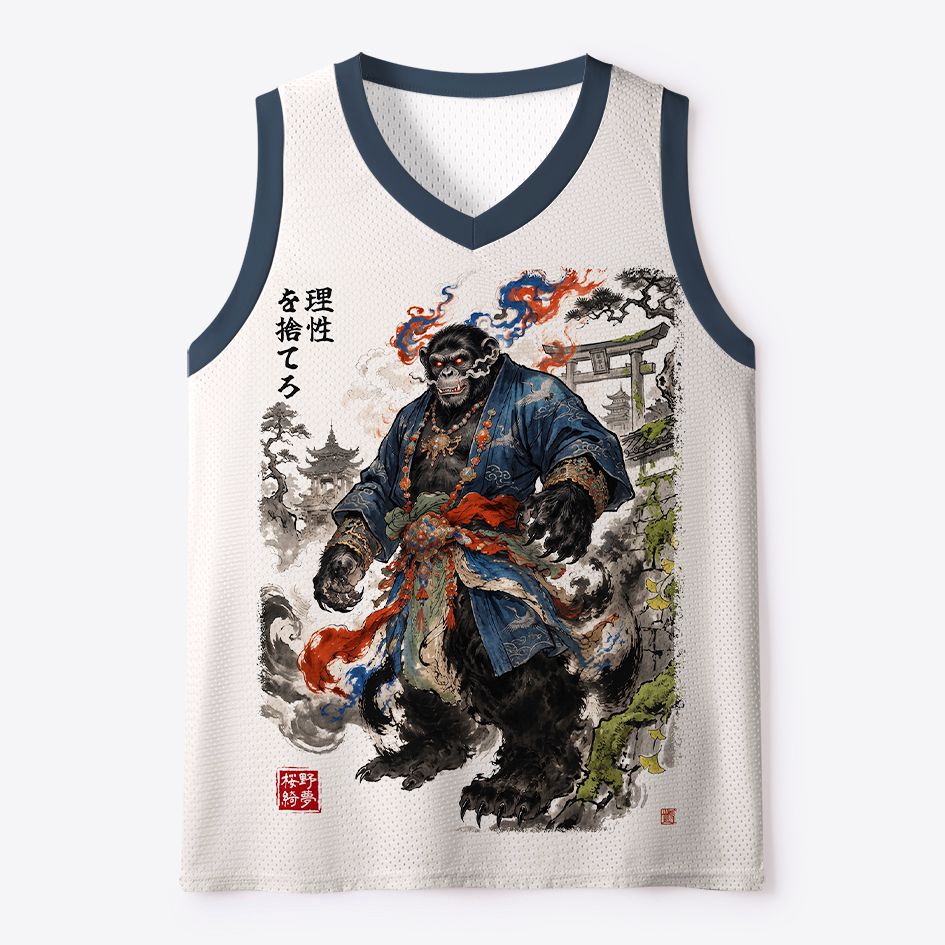 Kyoto-Lion Japanese Demon Gorilla Ukiyo-e Art Mesh Tank Top