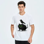 black cat ukiyo-e tee for daily wear