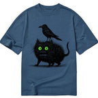black cat ukiyo-e tee for daily wear