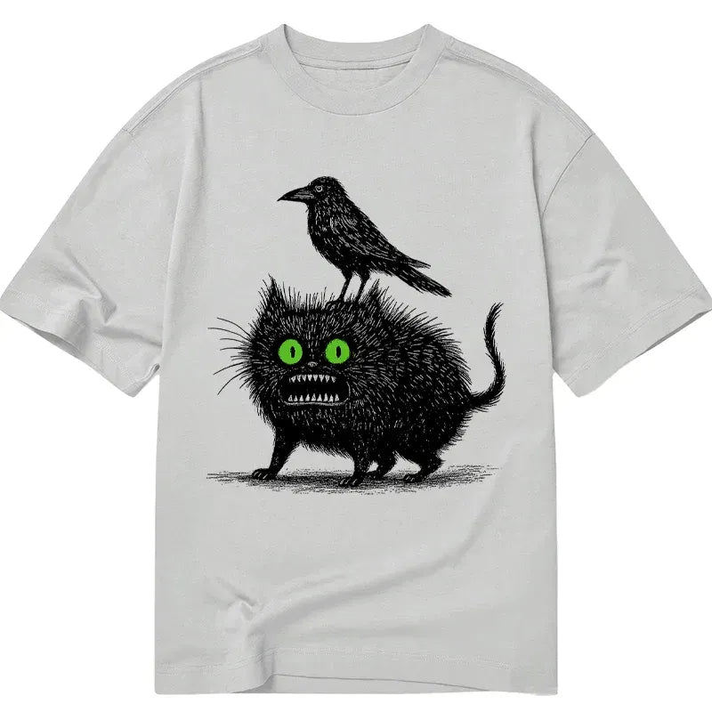 black cat ukiyo-e tee for daily wear