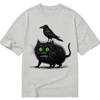 black cat ukiyo-e tee for daily wear