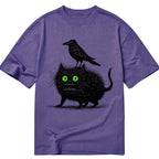 Japanese vintage crow cat t-shirt