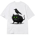 Japanese vintage crow cat t-shirt