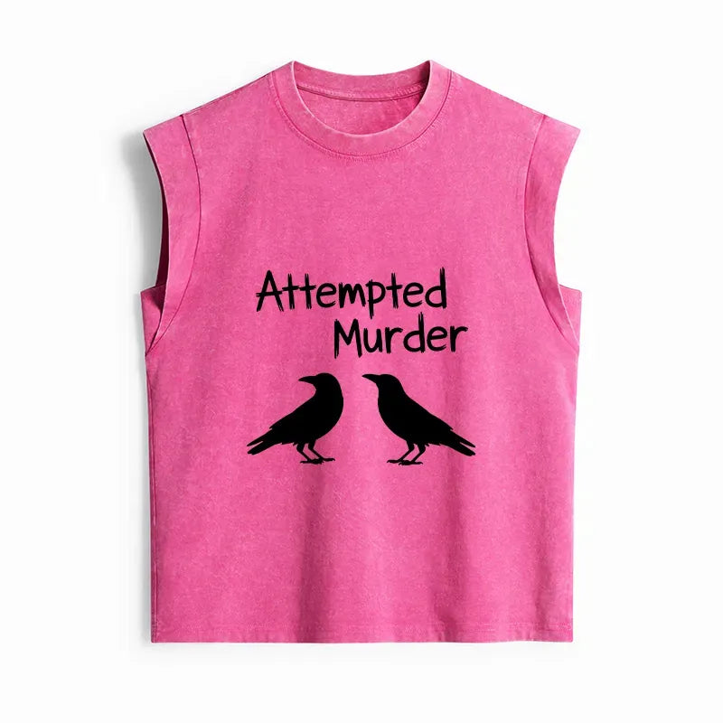 Kyoto-Lion Two Crows Attempted Murder Joke Women's Washed Tank Tops