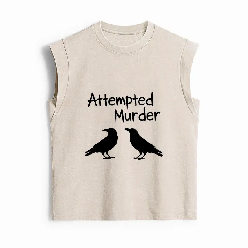 Kyoto-Lion Two Crows Attempted Murder Joke Women's Washed Tank Tops