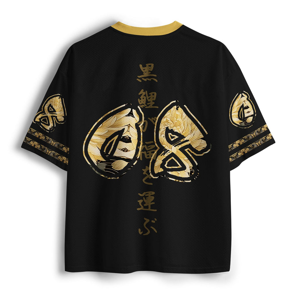 Kyoto-Lion Black Koi Bringing Blessings Mesh Jersey