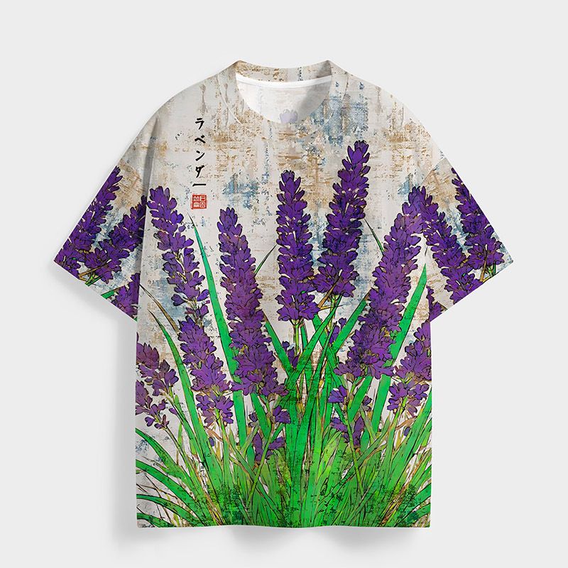 Japanese lavender t-shirt for streetwear