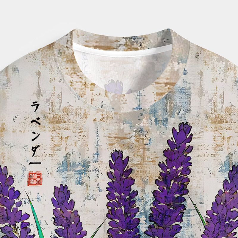 Japanese lavender t-shirt for streetwear