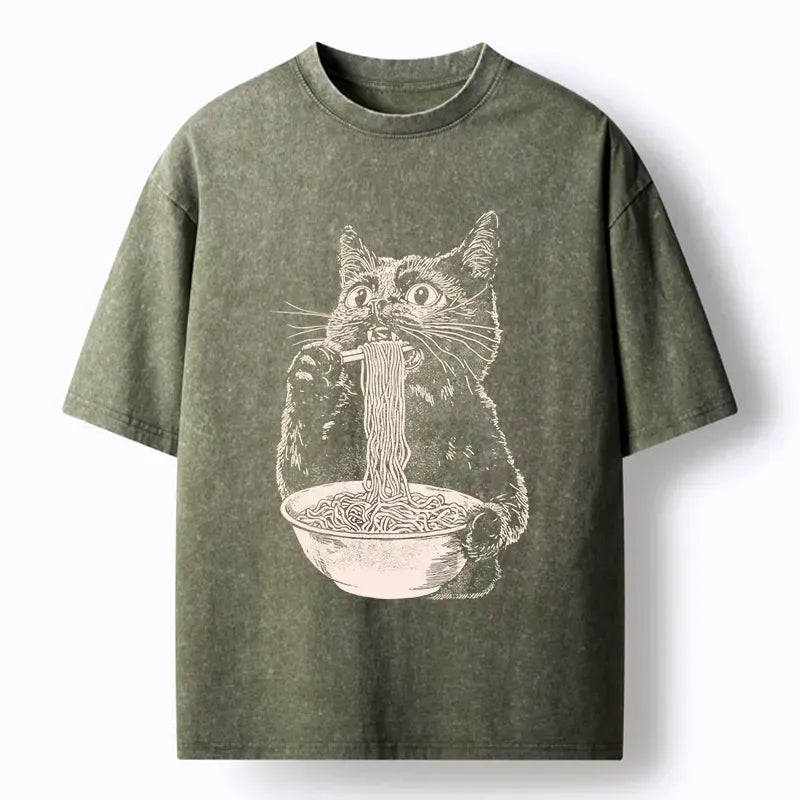 Japanese black cat ramen t-shirt