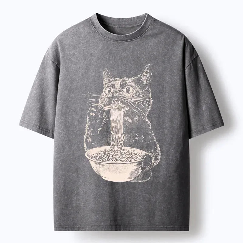Japanese black cat ramen t-shirt