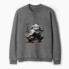 Kyoto-Lion Panda Samurai Warrior Washed Terry Sweatshirt