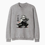 Kyoto-Lion Panda Samurai Warrior Washed Terry Sweatshirt