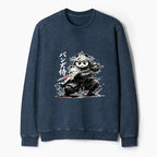 Kyoto-Lion Panda Samurai Warrior Washed Terry Sweatshirt