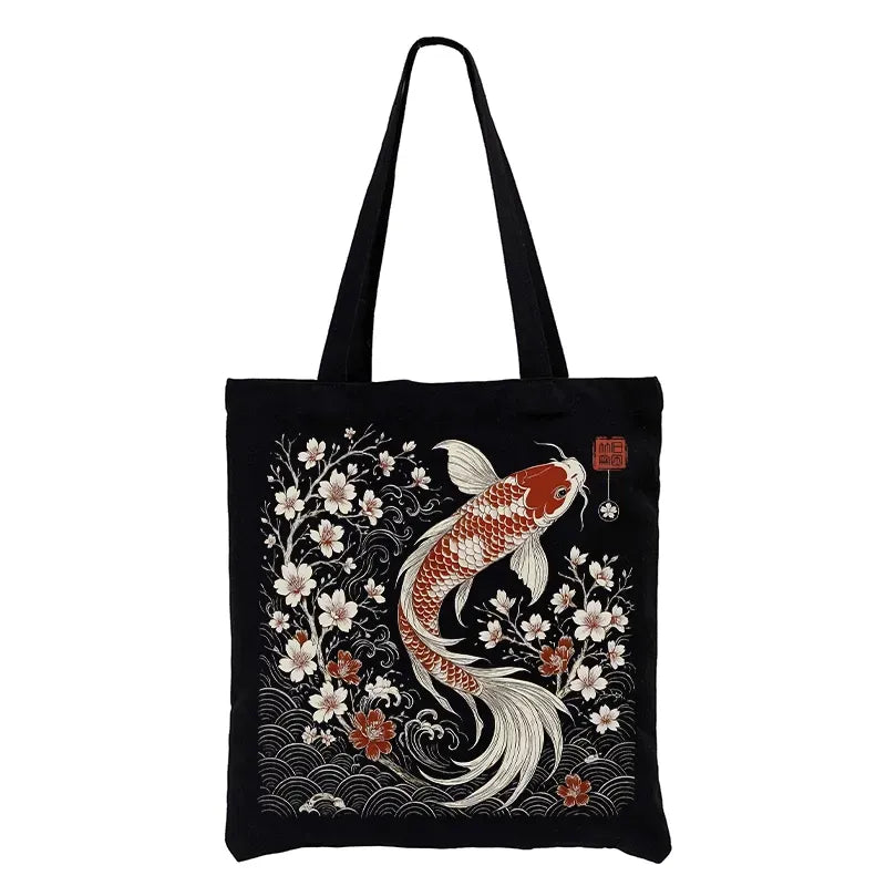 Kyoto-Lion Vintage Sakura And Koi Tote Bag