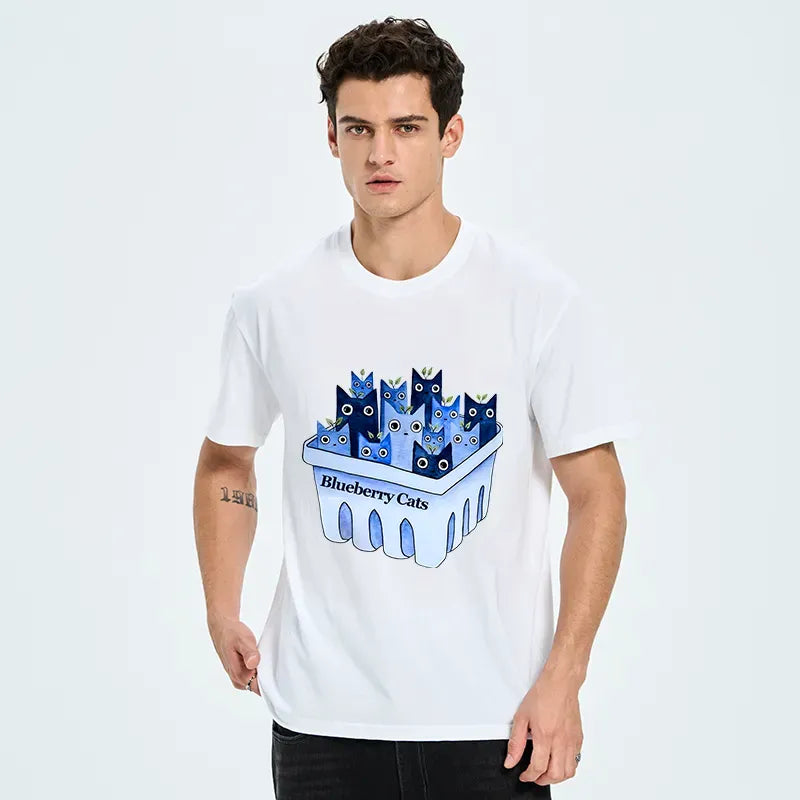 Kyoto-Lion Blueberry Cats T-Shirt Trendy