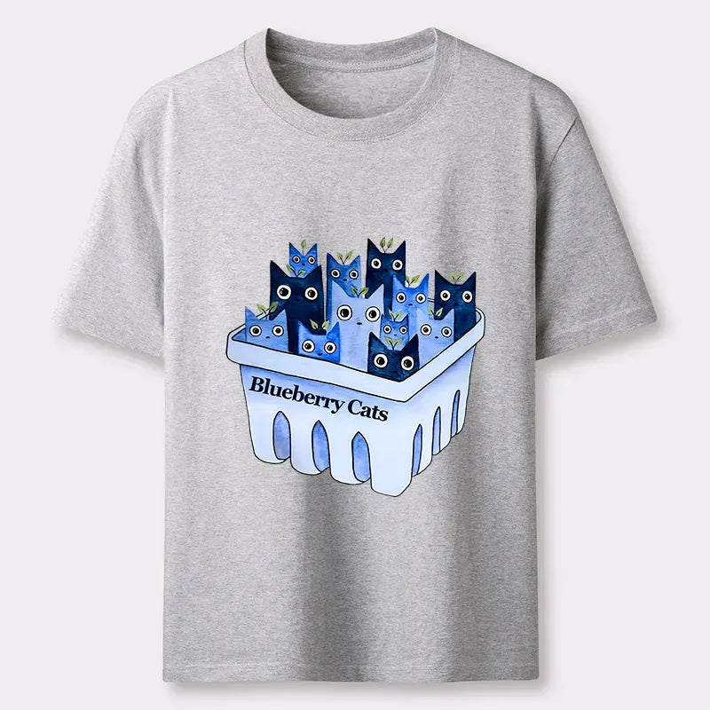 Kyoto-Lion Blueberry Cats T-Shirt Trendy