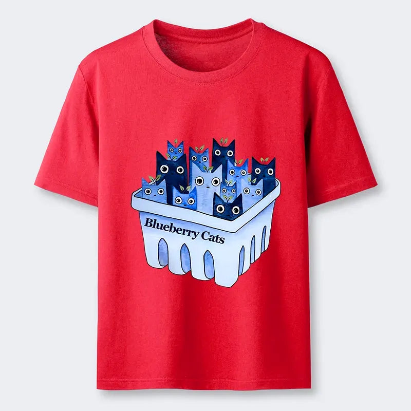 Kyoto-Lion Blueberry Cats T-Shirt Trendy