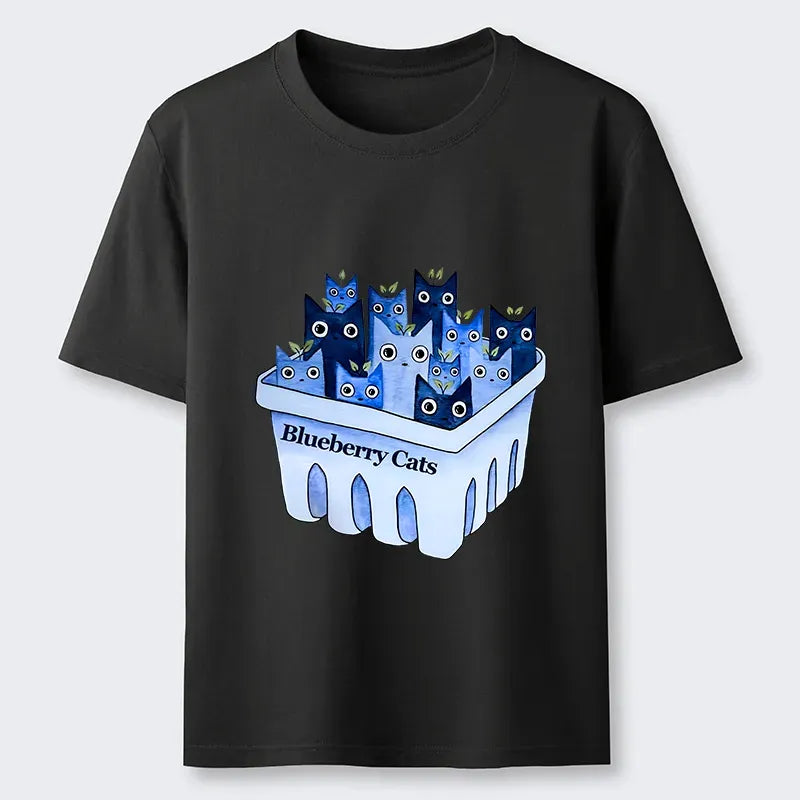 Kyoto-Lion Blueberry Cats T-Shirt Trendy