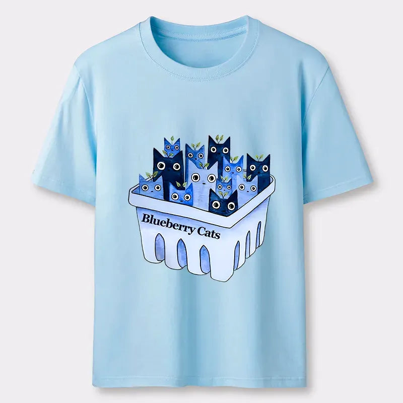 Kyoto-Lion Blueberry Cats T-Shirt Trendy